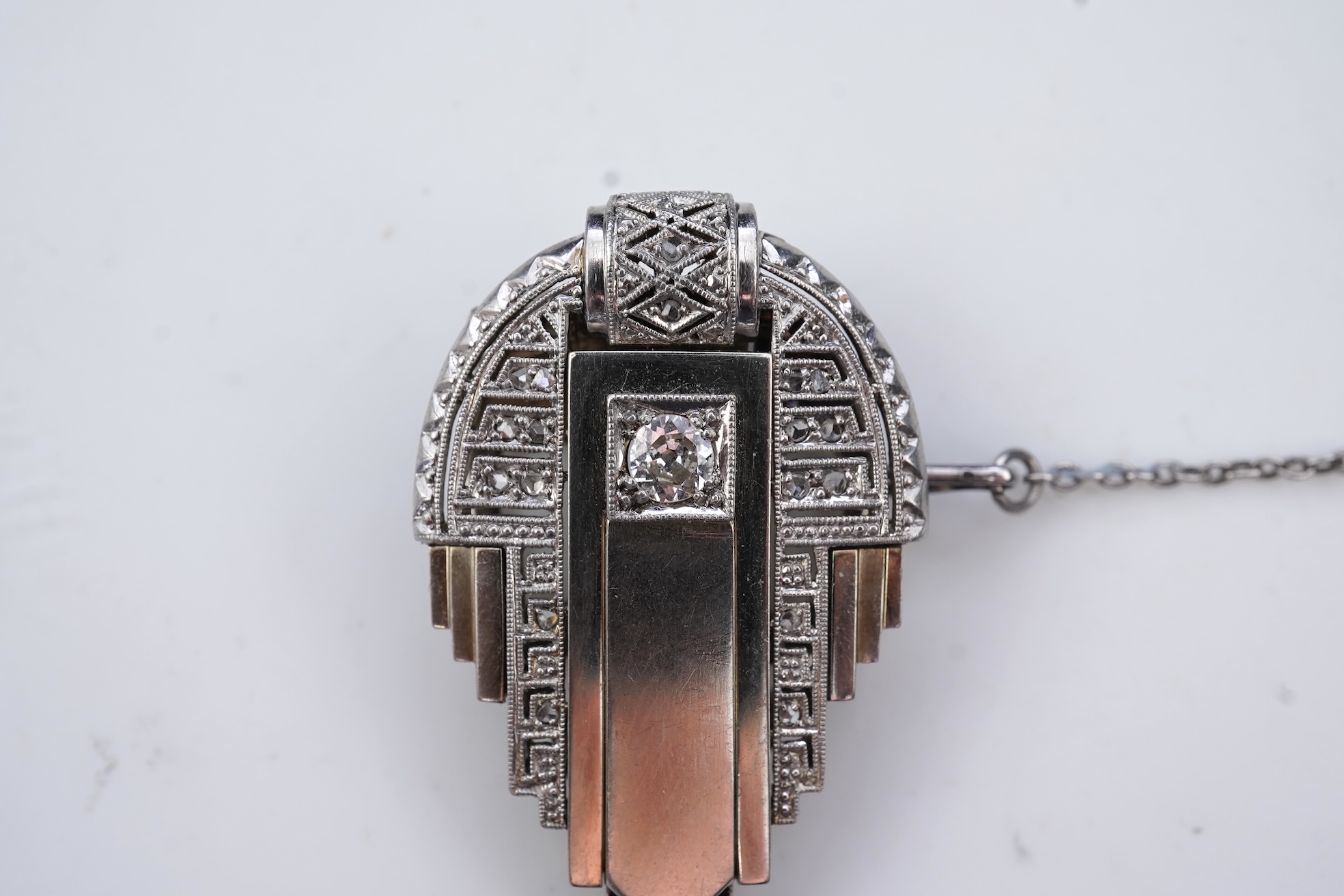 An Art Deco diamond clip brooch, 1930s